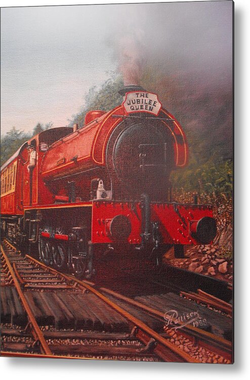 Steam Train Metal Print featuring the painting Steam Train by HH Palliser