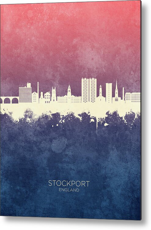 Stockport Metal Print featuring the digital art Stockport England Skyline #24 by Michael Tompsett