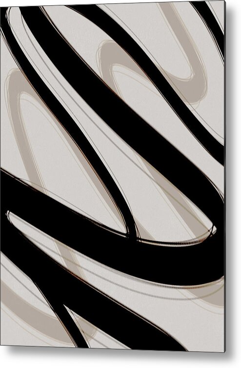 Abstract Metal Print featuring the digital art Strokes 6 - Minimal Black and Neutral Abstract by Menega Sabidussi