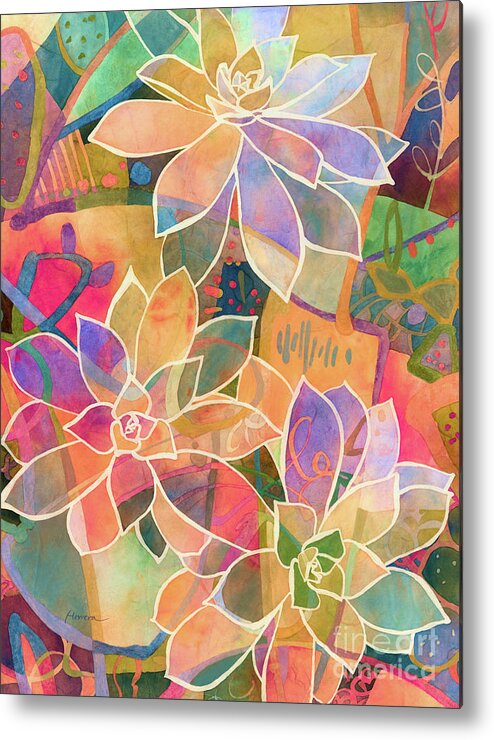 Succulent Metal Print featuring the painting Succulent Mirage 1-Orange by Hailey E Herrera