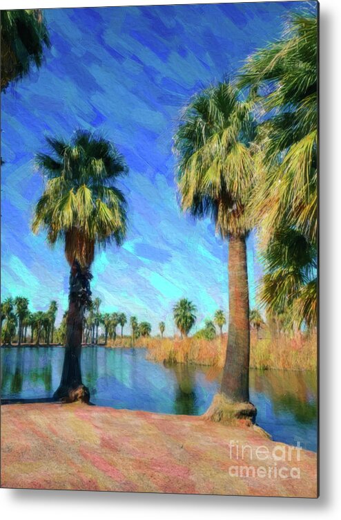 Papago Metal Print featuring the painting Summer palms by Darrell Foster