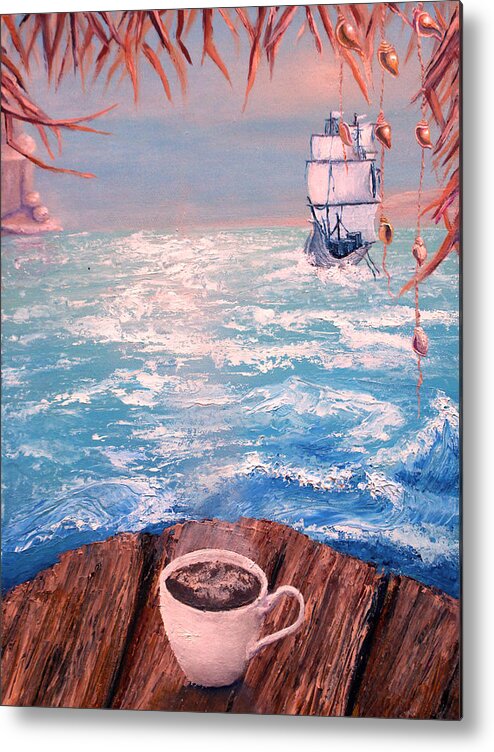 Ship Metal Print featuring the painting Summertime Stories by Medea Ioseliani
