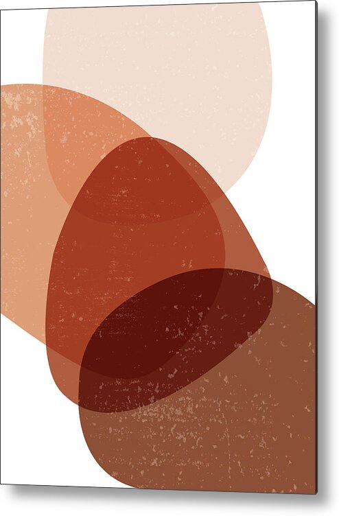 Terracotta Metal Print featuring the mixed media Terracotta Abstract 70 - Modern, Contemporary Art - Abstract Organic Shapes - Minimal - Brown by Studio Grafiikka