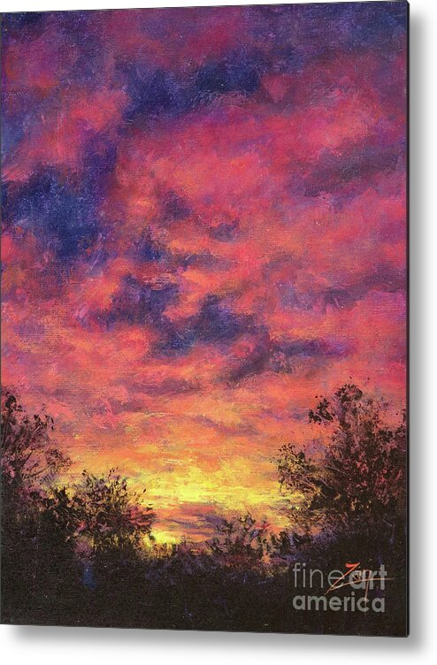 Sunset Metal Print featuring the painting Texas Sunset by Zan Savage