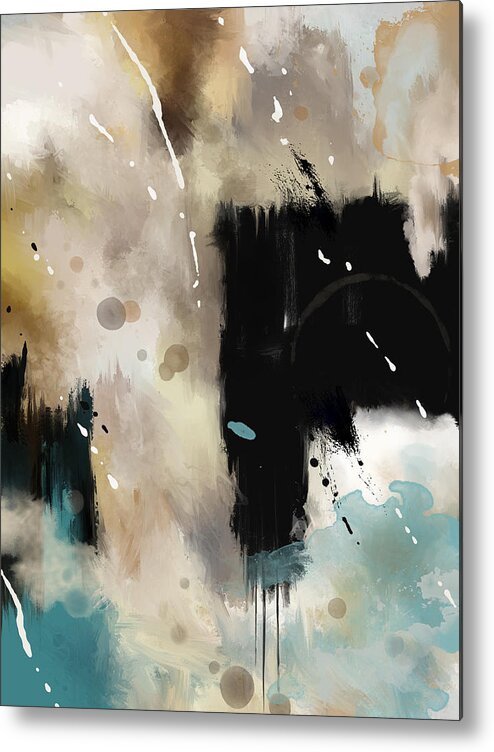 Abstract Metal Print featuring the mixed media The Black and Tan Compete as Blue Watches by Shawn Conn
