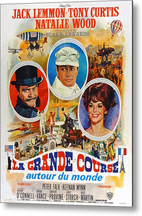 Synopsis Metal Print featuring the mixed media ''The Great Race'', 1965 - art by Jean Mascii by Movie World Posters