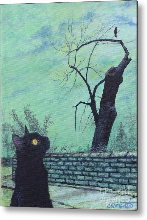 Grim Reaper Metal Print featuring the painting The Grim Reaper and the Crow by Barbara Clements