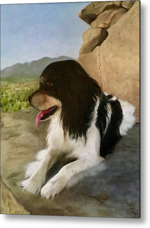 Cavalier King Charles Spaniel Metal Print featuring the painting The King on the Mountain by Tracy Hutchinson