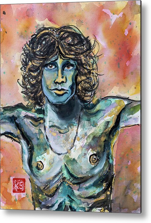 The Doors Metal Print featuring the painting The Lizard King by Kim Sowa