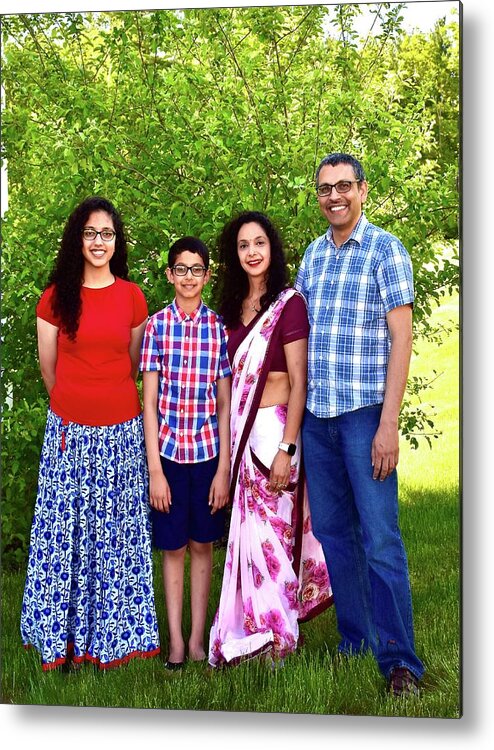 Portrait Metal Print featuring the photograph The Sirsiwal Family by Monika Salvan