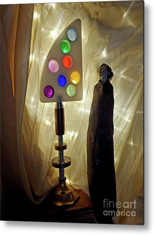Tony Award Metal Print featuring the photograph The Tony Award for Artisitic Merit FAAaround the house with Wonder Sculpture Jan 2022 by Zan Savage
