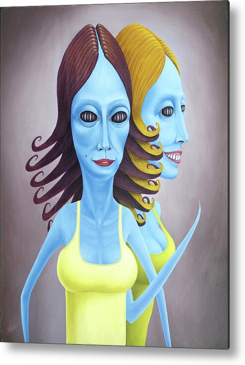 Twins Metal Print featuring the painting The Twins - Wilma and Willow by Hone Williams