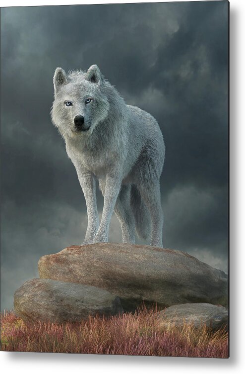 White Wolf Metal Print featuring the digital art The White Wolf by Daniel Eskridge