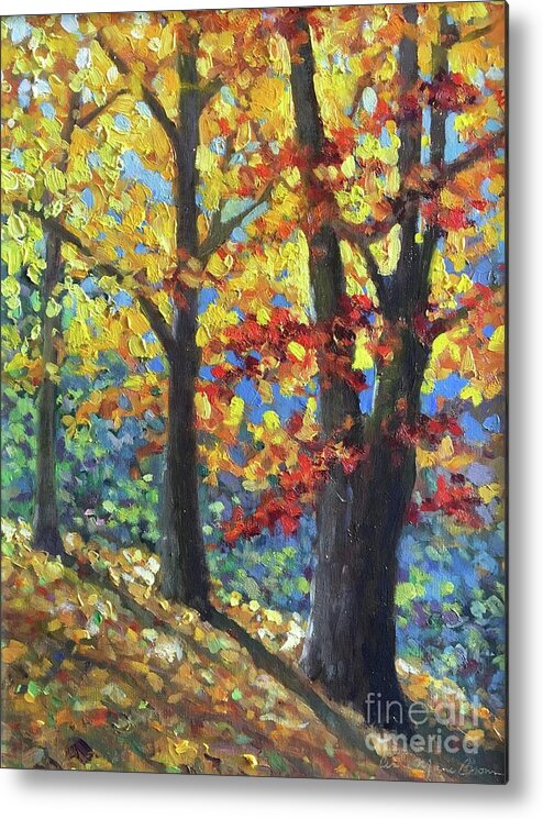 Fall Metal Print featuring the painting Three Fall Friends by Anne Marie Brown