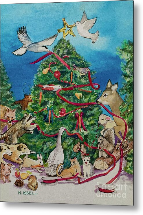 Christmas Metal Print featuring the painting Time To Decorate by Nancy Isbell