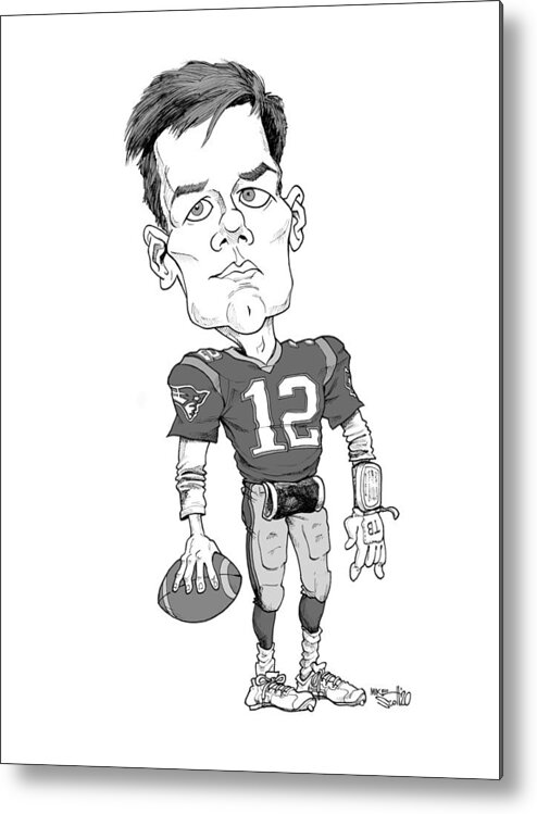Caricature Metal Print featuring the drawing Tom Brady by Mike Scott