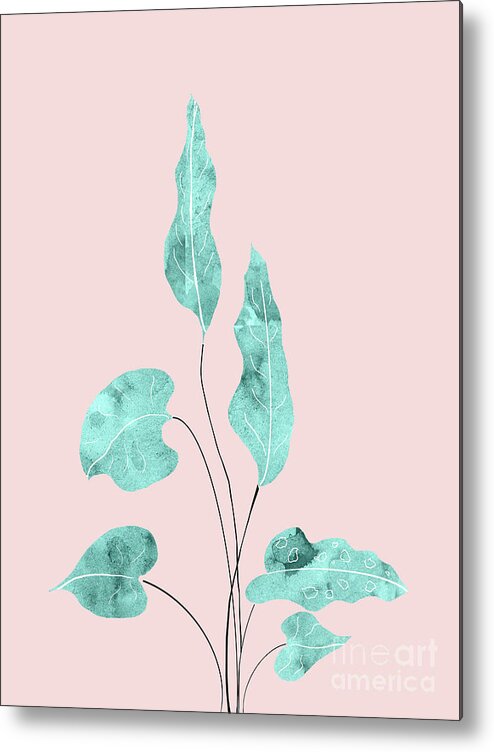 Ink Metal Print featuring the drawing Tropical Leaves Finesse #2 #wall #decor #art by Anitas and Bellas Art