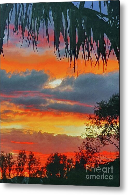 Sunset Metal Print featuring the digital art Tropical Sunset by Tracey Lee Cassin