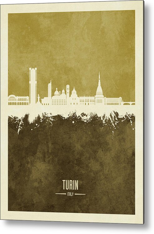 Turin Metal Print featuring the digital art Turin Italy Skyline #34 by Michael Tompsett