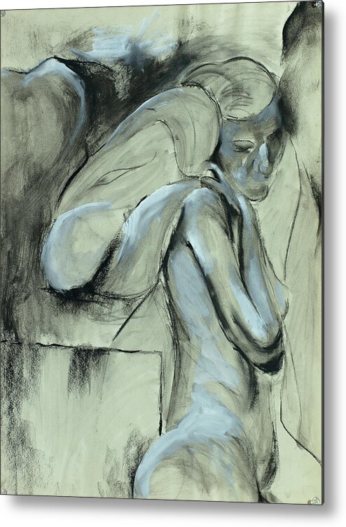 Female Metal Print featuring the drawing Untitled_figure Study_def by Paul Vitko