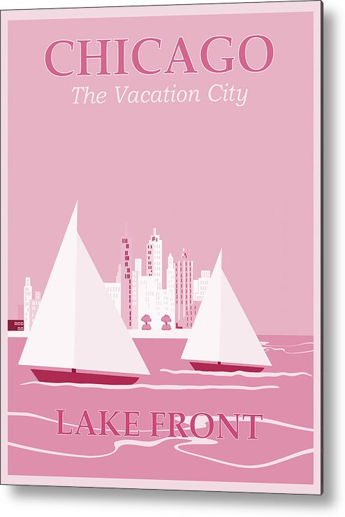 Chicago Metal Print featuring the photograph Vintage Travel Chicago Lakefront Candy Pink by Carol Japp