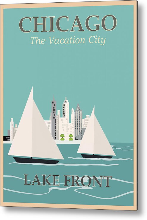 Chicago Metal Print featuring the photograph Vintage Travel Chicago Lakefront by Carol Japp