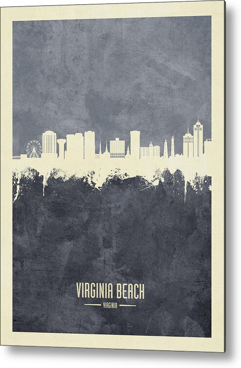 Virginia Beach Metal Print featuring the digital art Virginia Beach Virginia Skyline #36 by Michael Tompsett