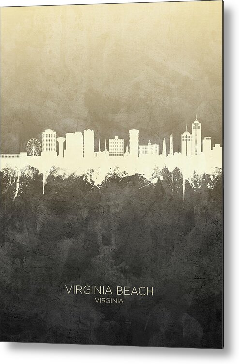 Virginia Beach Metal Print featuring the digital art Virginia Beach Virginia Skyline #40 by Michael Tompsett