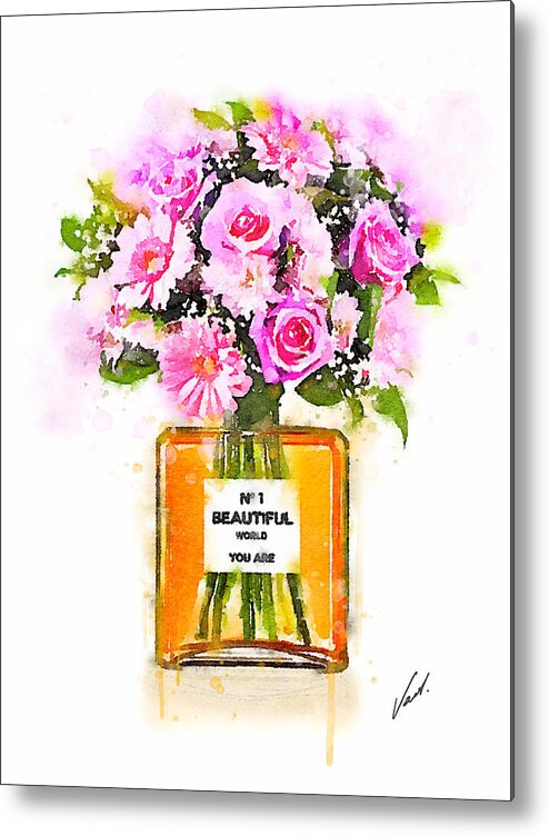 Watercolor Metal Print featuring the painting Watercolor Flowers by Vart by Vart