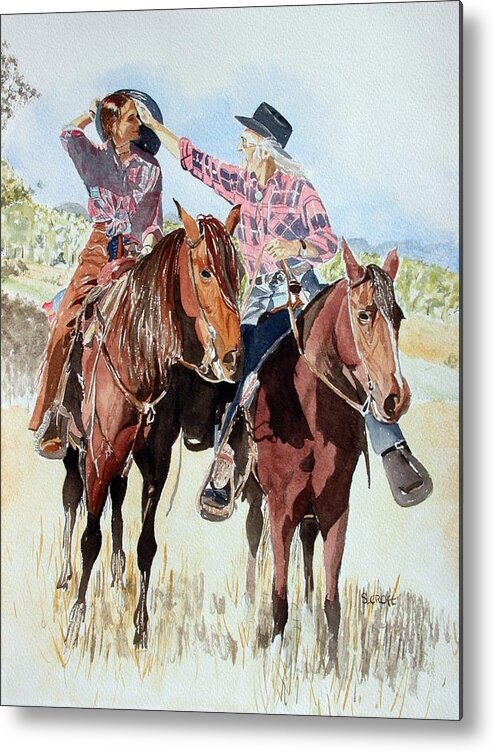 Horses Metal Print featuring the painting Western Romance by Sandie Croft