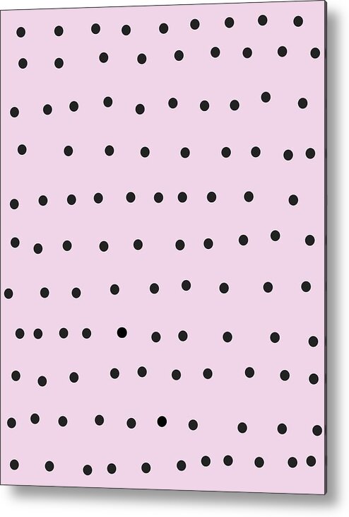 Pattern Metal Print featuring the digital art Whimsical Black Polka Dots On Pink by Ashley Rice