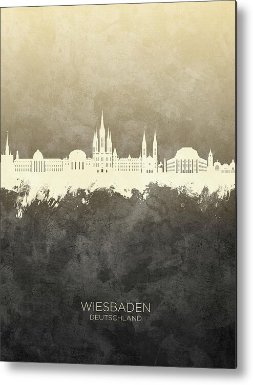 Wiesbaden Metal Print featuring the digital art Wiesbaden Germany Skyline #78 by Michael Tompsett