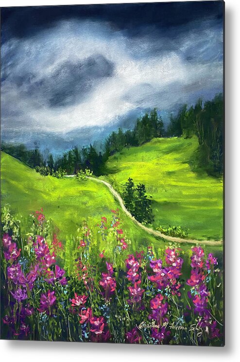 Wild Flower Metal Print featuring the painting Wild Flower Meadow by Charlene Fuhrman-Schulz
