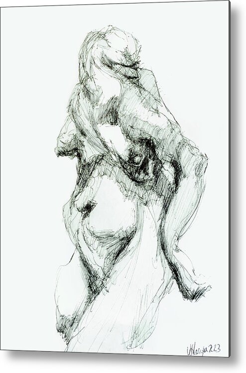 #women Metal Print featuring the drawing Woman 52 by Veronica Huacuja
