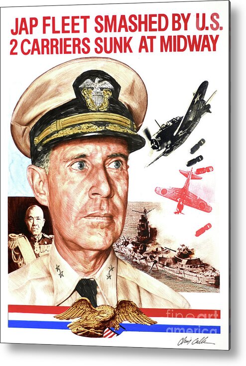 Chris Calle Metal Print featuring the painting World War II - U.S. Wins Battle Of Midway by Chris Calle