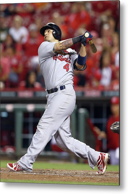 Great American Ball Park Metal Print featuring the photograph Yadier Molina by Andy Lyons