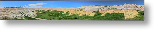 Yellow Mounds Metal Print featuring the photograph Yellow Mounds, Badlands National Park, Panorama 2 by Doolittle Photography and Art