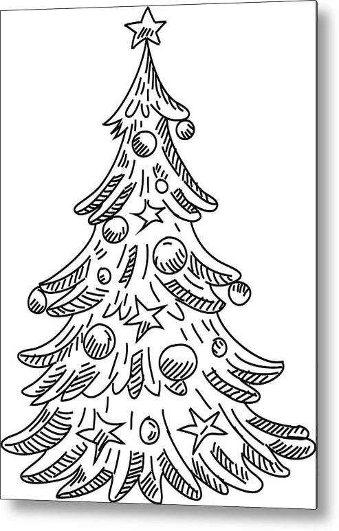 Christmas Tree Drawing Metal Print