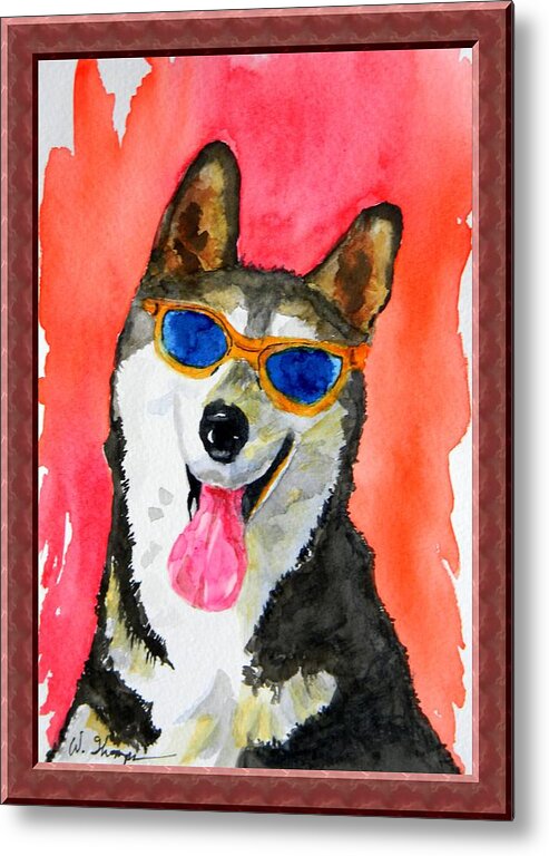  Cool Husky Metal Print featuring the painting COOL Husky by Warren Thompson