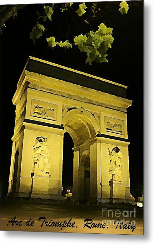 Arc De Triomphe At Night Metal Print featuring the photograph Arc de Triomphe at Night #1 by John Malone