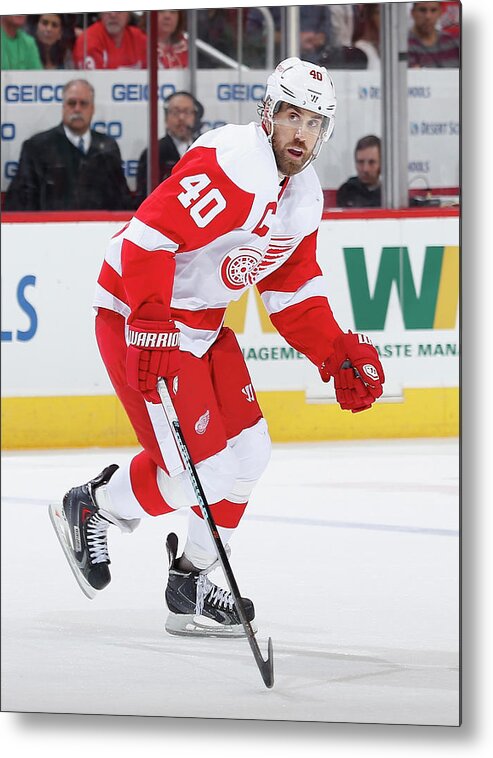 People Metal Print featuring the photograph Detroit Red Wings V Arizona Coyotes #1 by Christian Petersen