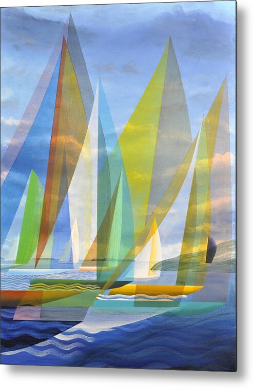 Water Metal Print featuring the painting Island Sailing #1 by Douglas Pike
