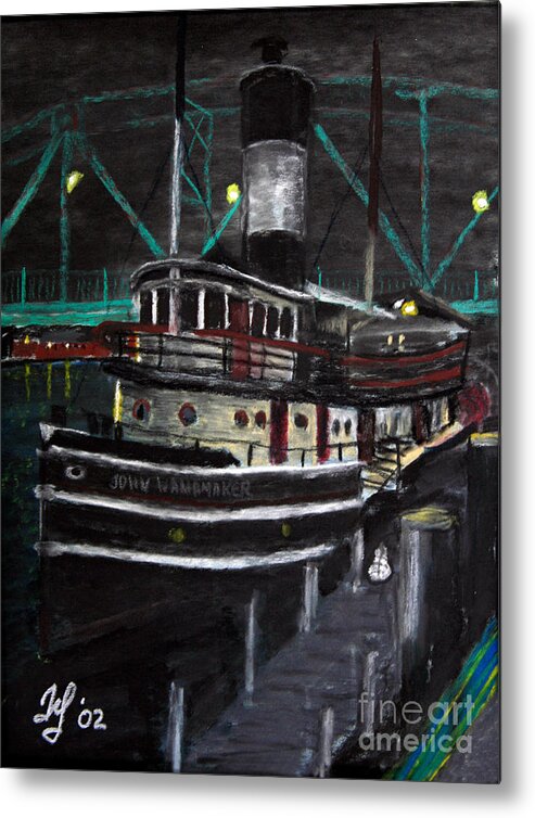 Tugboats Metal Print featuring the pastel John Wannamaker #1 by Francois Lamothe