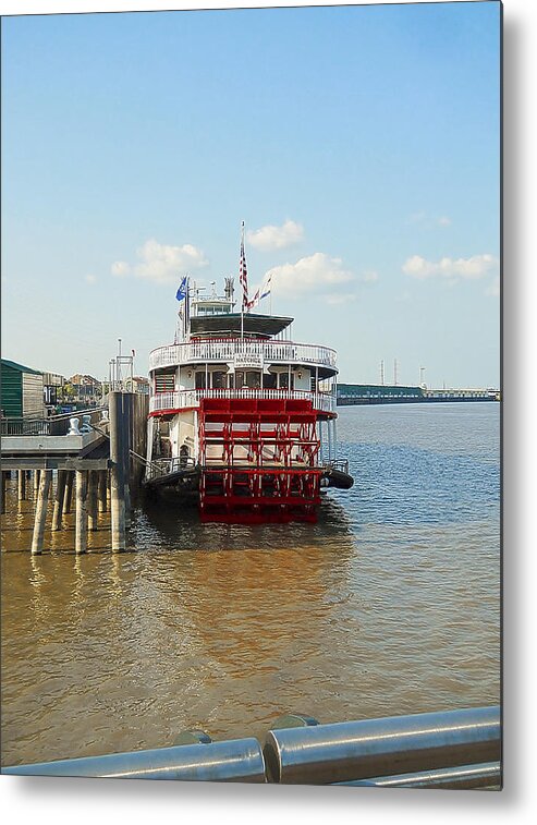Boat Metal Print featuring the photograph Mississippi River Boat in NOLA #1 by Judy Hall-Folde