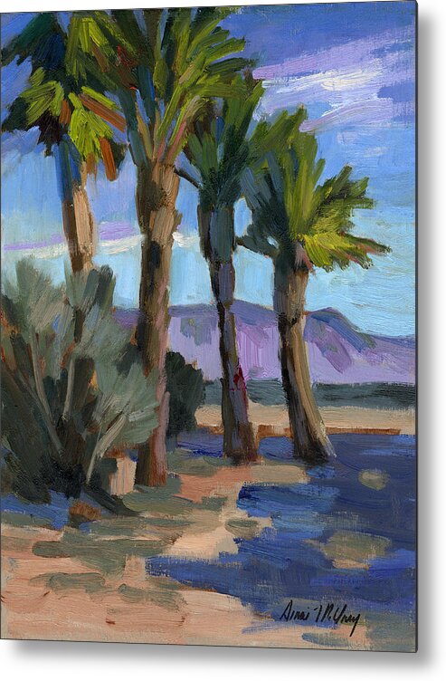 Palms Metal Print featuring the painting Palm Oasis at La Quinta Cove #1 by Diane McClary