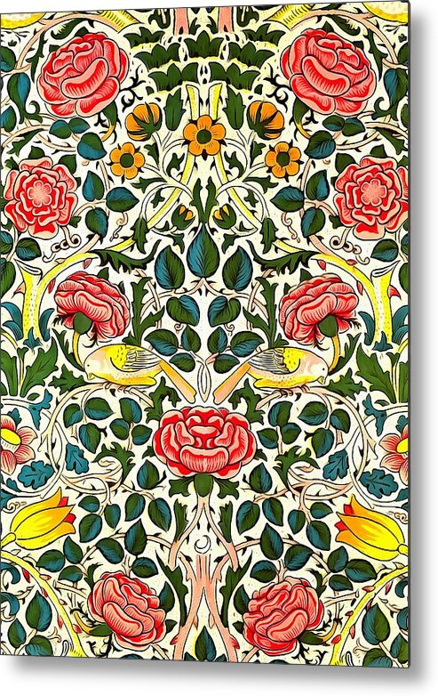 Artistic Metal Print featuring the painting Rose Design #1 by William Morris