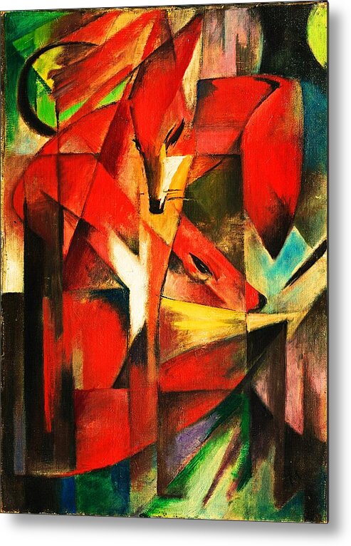 Franz Marc Metal Print featuring the painting The Foxes by Franz Marc