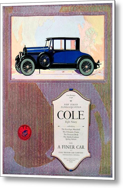 Cole Metal Print featuring the digital art 1922 - Cole 890 - Advertisement - Color by John Madison