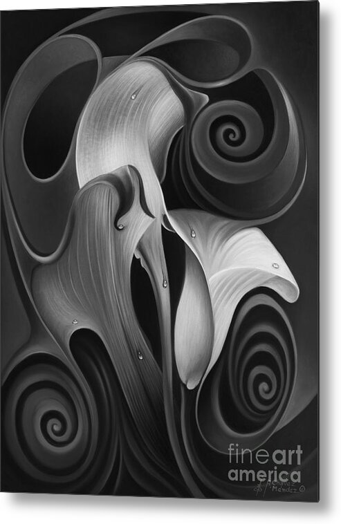 Calalily Metal Print featuring the painting Dynamic Floral 4 Cala Lilies by Ricardo Chavez-Mendez