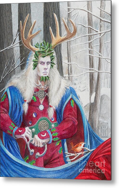 Pagan Metal Print featuring the painting The Holly King #2 by Melissa A Benson